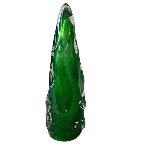 Hand Blown Solid Art Glass CHRISTMAS TREE 11in Green Holiday Decor NEW - Picture 3 of 10